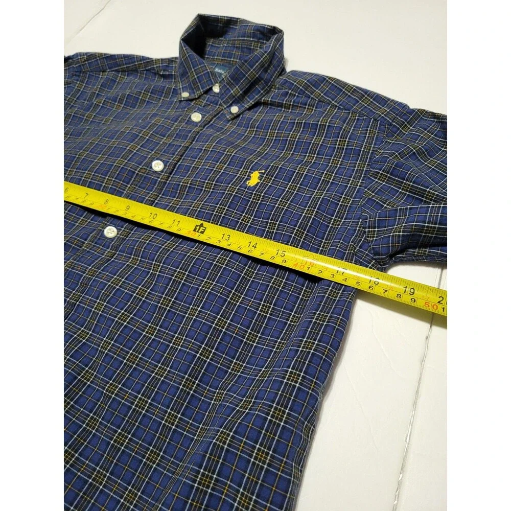 (#18) Ralph Lauren Button Down Shirt Long Sleeve Blue Size Kid's L(14-16)